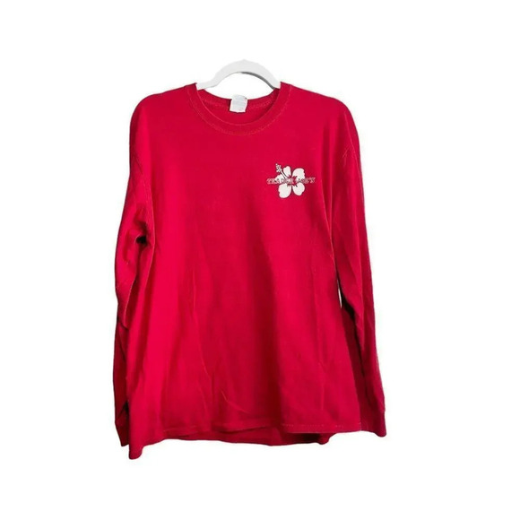 Trader Joe's Long Sleeve Crewneck Tee SZ L Red White - Picture 1 of 5